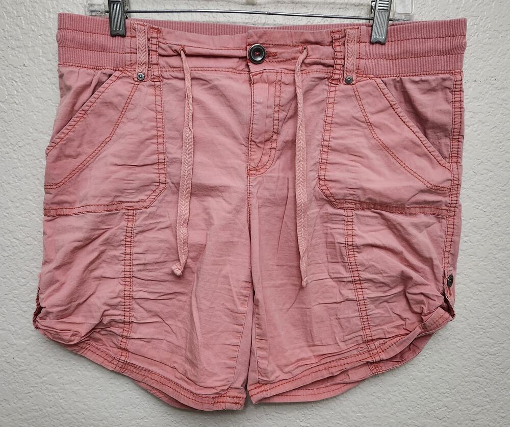 Khakis & Company Orange Roll Tab Hem Flat Front Shorts 10 Lightweight Soft